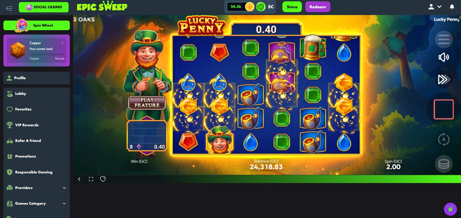 Lucky Penny Slot on EpicSweep Social Casino USA