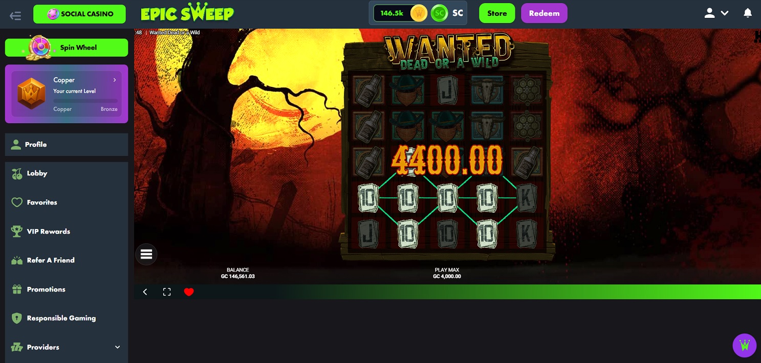 Wanted Dead or a Wild on EpicSweep | America's Social Casino